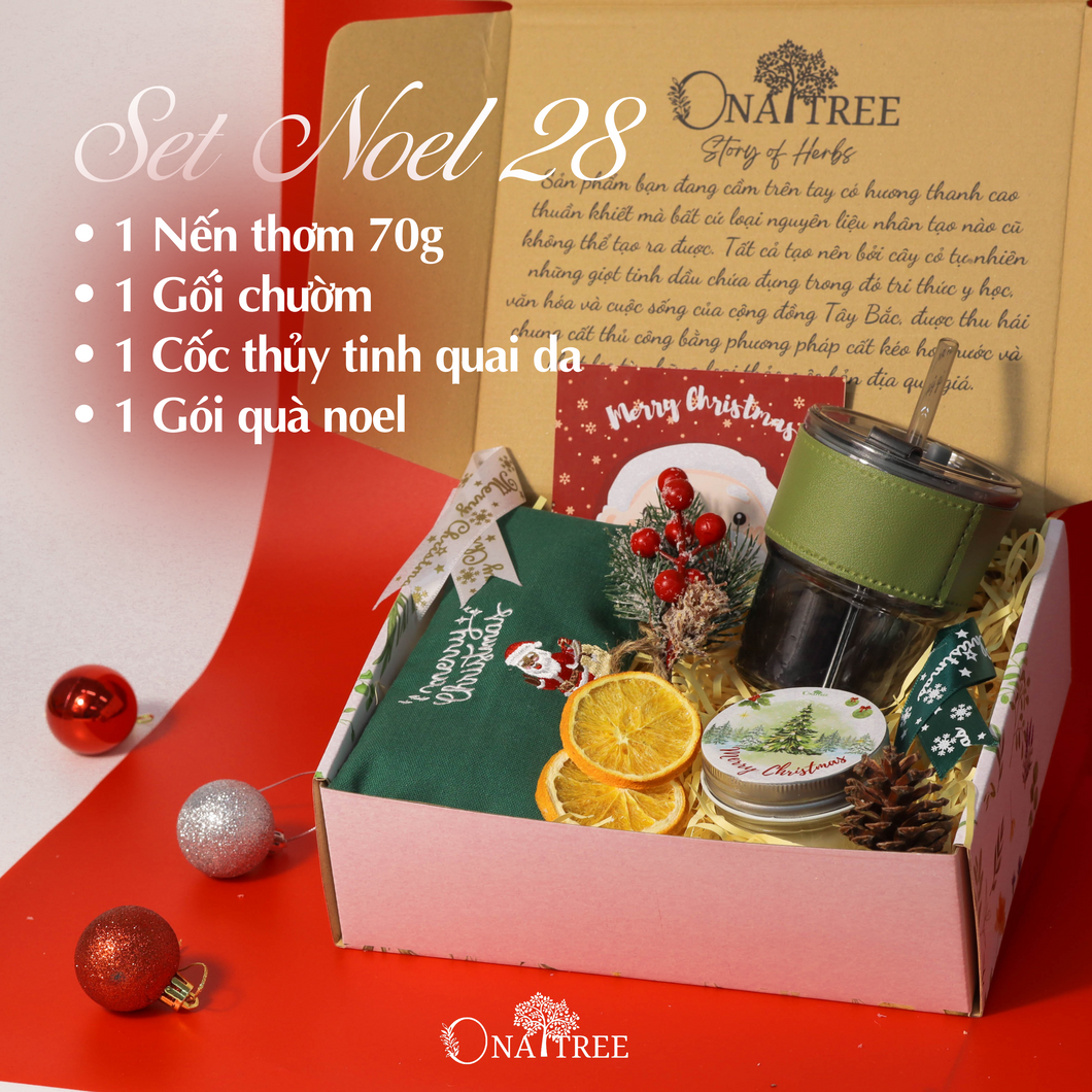 Set Noel 1 Nến 70g, 1 Gối chườm, 1 Cốc thủy tinh